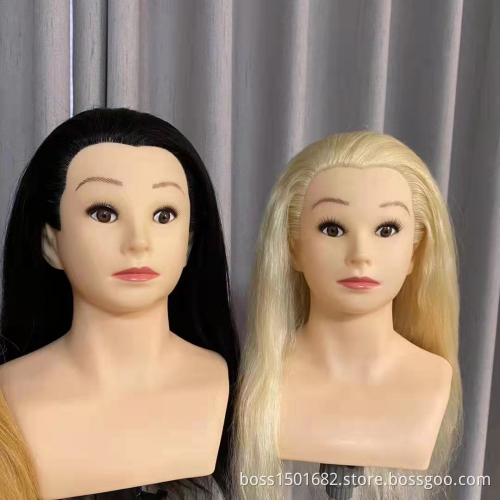 Barber Practice Dummy Doll Head Wholesale Training Mannequin Head with Shoulder First Beauty Asian Human Hair Remy Hair Female